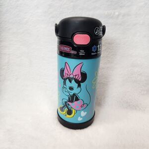 Thermos Funtainer Stainless Water Bottle With Handle - Minnie Mouse 12 Oz NEW